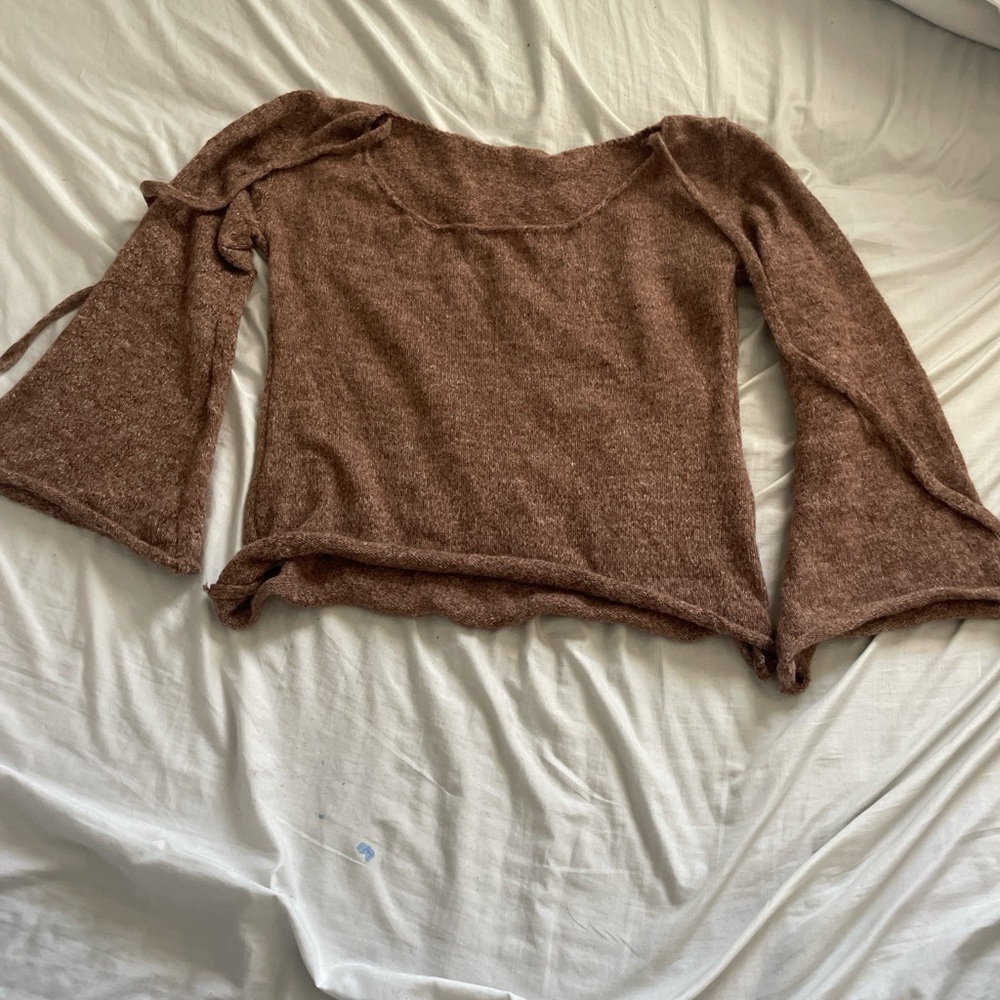 brown y2k top open back tie